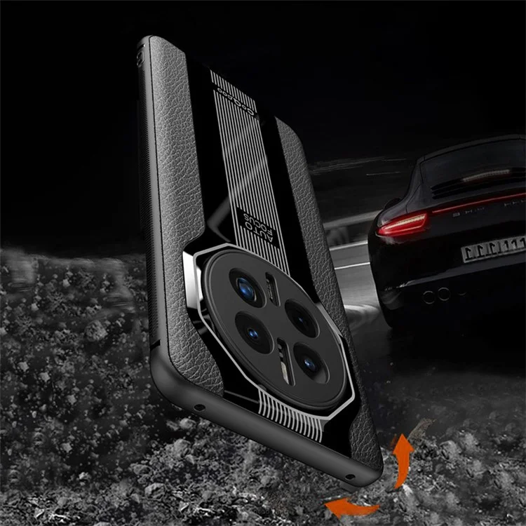 Q.COO Super Running Series 2 для Huawei Mate 50 Pro 4G Чехол Anti-Scratch PU Leather Phone Back Cover - Черный