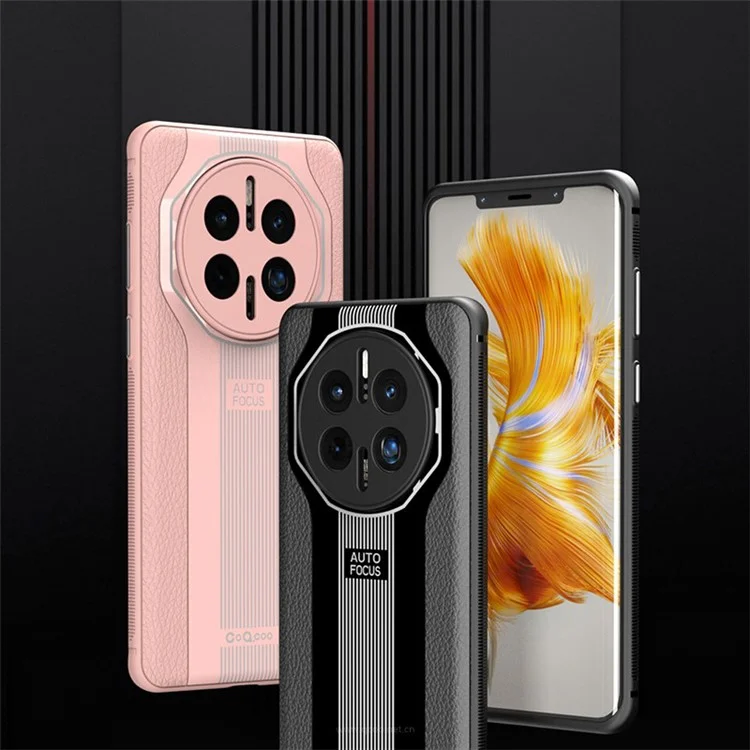 q. Coo Super Running Series 2 Für Huawei Mate 50 Pro 4G Hülle Anti-Scratch PU Leder-telefon Zurück-deckung - Schwarz