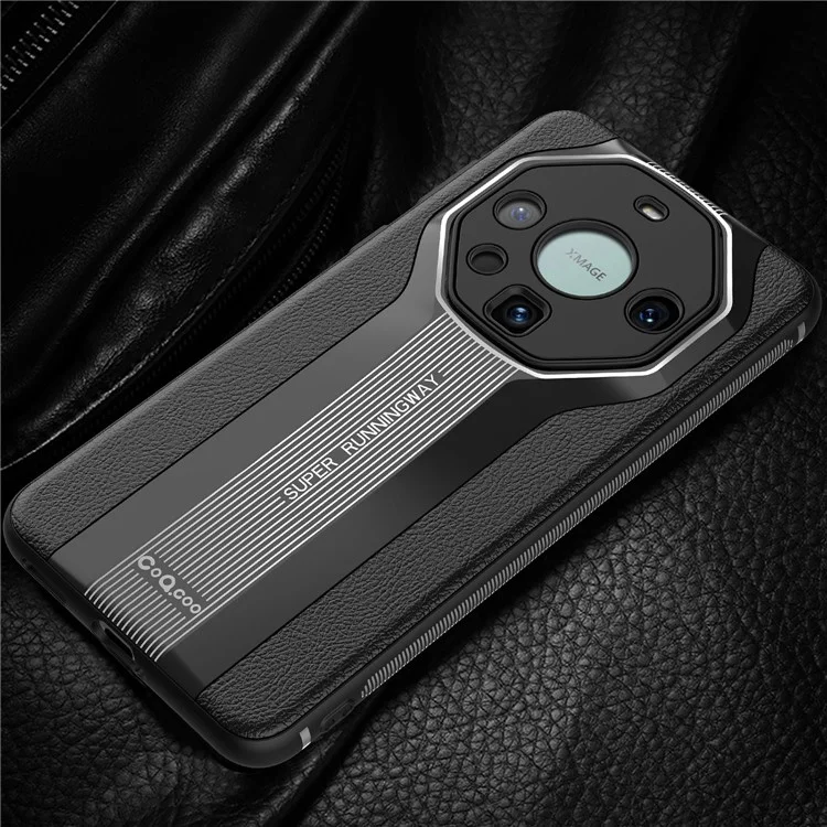 Q.COO Super Running Series 2 for Huawei Mate 60 RS Ultimate Case Shockproof Leather+Acrylic+TPU Phone Cover - Black