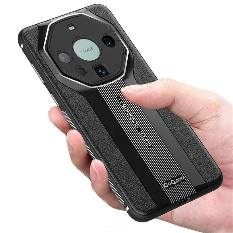 Q.COO Super Running Series 2 para Funda Huawei Mate 60 RS Ultimate Anticaídas de Cuero+Acrílico+TPU - Negro