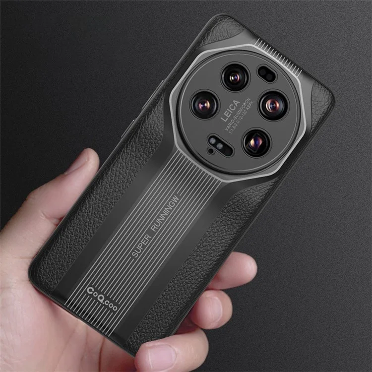 Q.COO Super Running Series 2 pour Étui Xiaomi 13 Ultra Cas PU+TPU+Acrylique Antichoc Housse de Téléphone - Noir