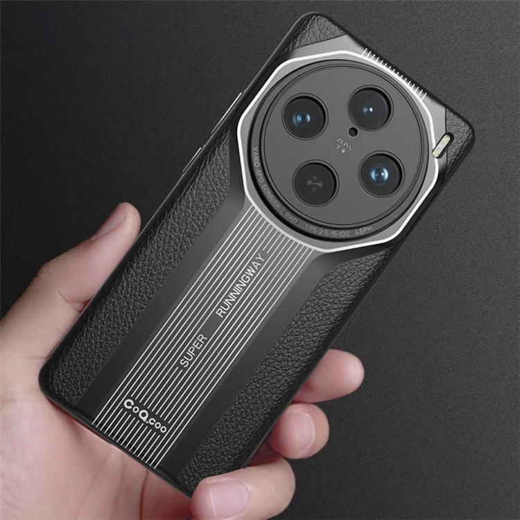 Q.COO Super Running Series For vivo X100 Pro 5G Ударопрочный чехол из кожи, акрила и ТПУ - Черный