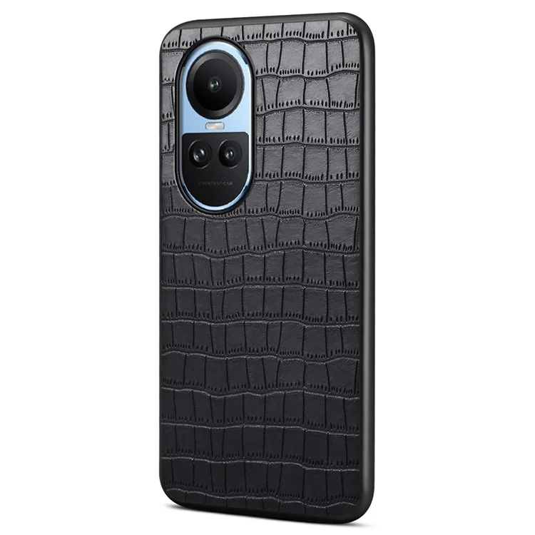 Funda Trasera para Oppo Reno10 5G (Global) / Reno10 Pro 5G (Global) Funda de Teléfono de Cuero PU+PC+TPU con Textura de Cocodrilo - Negro