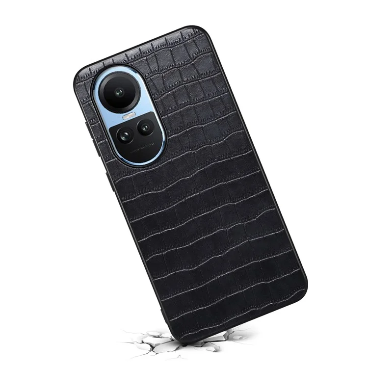 Funda Trasera para Oppo Reno10 5G (Global) / Reno10 Pro 5G (Global) Funda de Teléfono de Cuero PU+PC+TPU con Textura de Cocodrilo - Negro