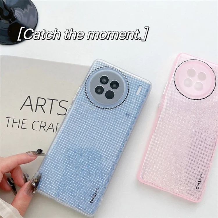 Q.COO Para vivo X90 Pro+ 5G Carcasa TPU Diseño de Efecto Aurora Cubierta Protectora Posterior - Gris
