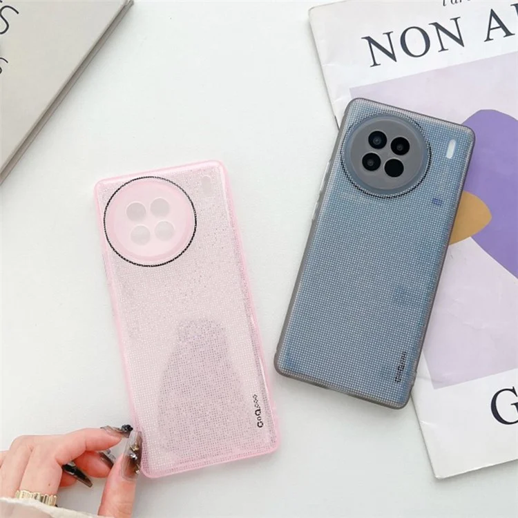Q.COO Para vivo X90 Pro+ 5G Carcasa TPU Diseño de Efecto Aurora Cubierta Protectora Posterior - Gris