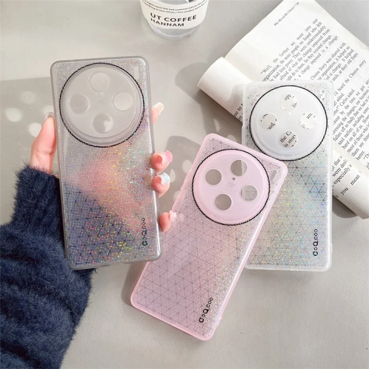 Q.COO Pour vivo X100 Pro 5G Coque Bling Aurora Series TPU Housse de Téléphone Arrière - Blanc