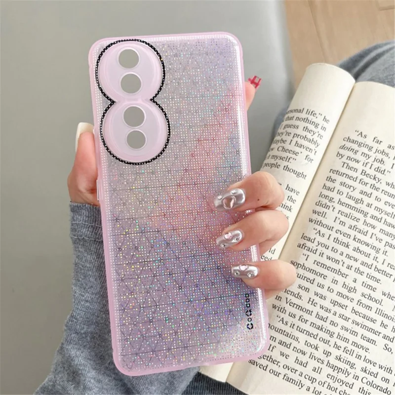 Q.COO For Honor 90 Pro Case TPU Phone Cover Aurora Effect Refracting - Pink