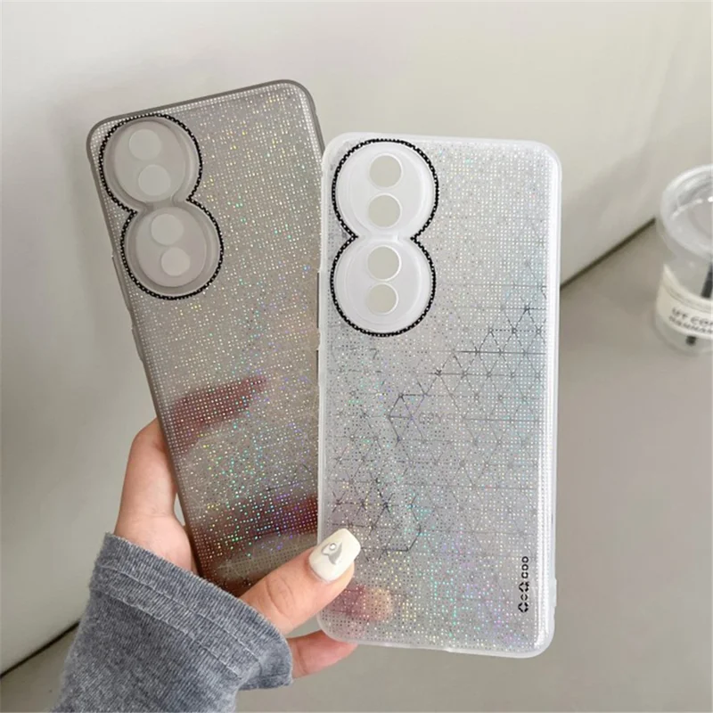 Q.COO For Honor 90 Pro Case TPU Phone Cover Aurora Effect Refracting - Pink