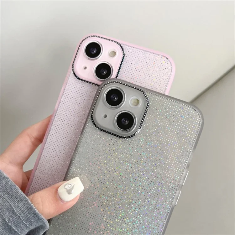 Q.COO For iPhone 13 TPU Case Aurora Effect Anti-slip Grip Phone Cover - Pink