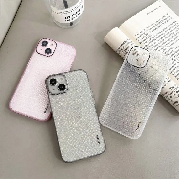 Q.COO For iPhone 13 TPU Case Aurora Effect Anti-slip Grip Phone Cover - Pink