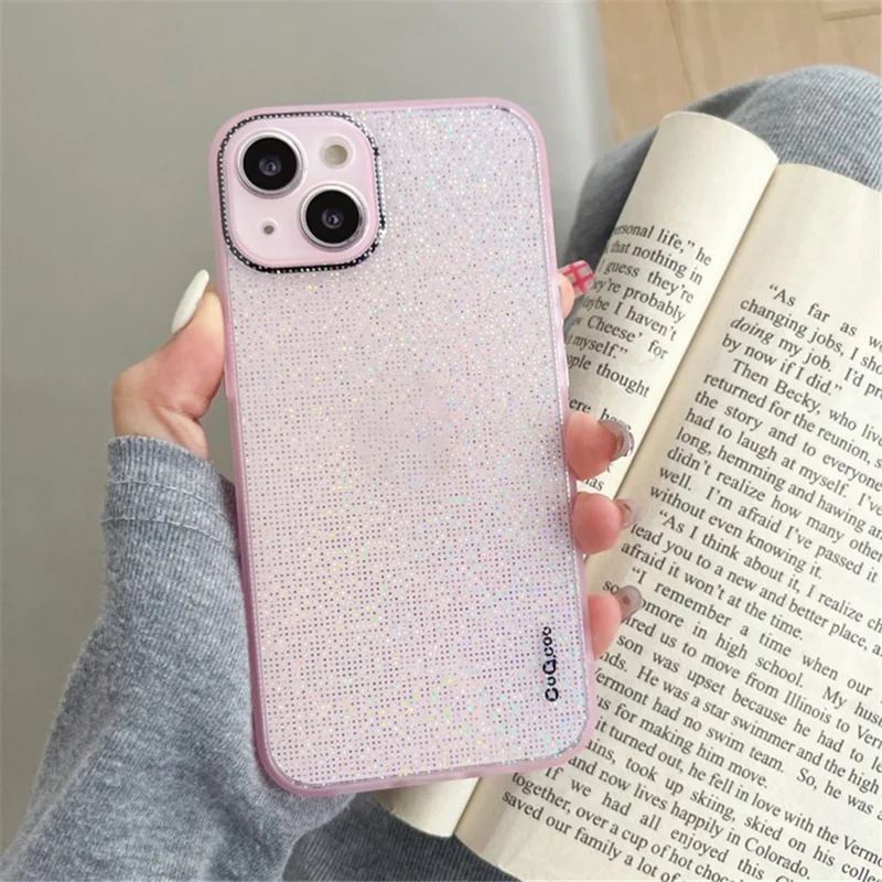 Q.COO For iPhone 15 Case Aurora Effect Design TPU Shock-Resistant Phone Cover - Pink