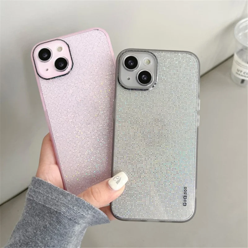 Q.COO For iPhone 15 Case Aurora Effect Design TPU Shock-Resistant Phone Cover - Pink