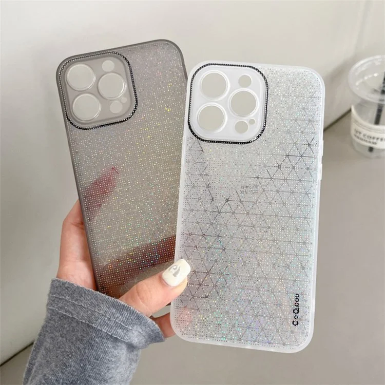 Q.COO For iPhone 13 Pro Case TPU Aurora Effect Refracting Phone Cover Camera Protection - White