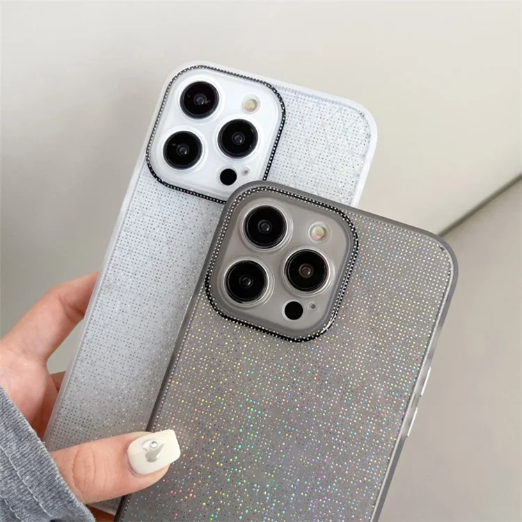 Q.COO For iPhone 13 Pro Case TPU Aurora Effect Refracting Phone Cover Camera Protection - White