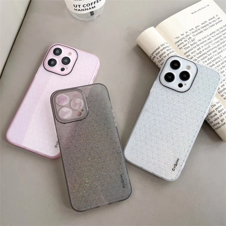 Q.COO For iPhone 13 Pro Case TPU Aurora Effect Refracting Phone Cover Camera Protection - White