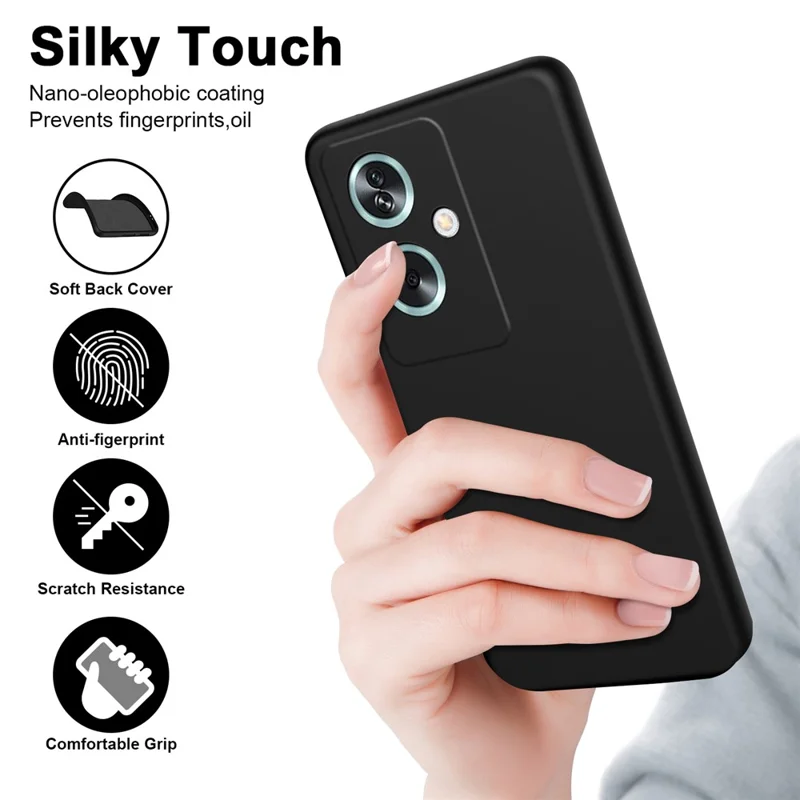 For Oppo A79 5G / A2 5G Case 2.2mm Rubberized TPU Protective Phone Cover - Black