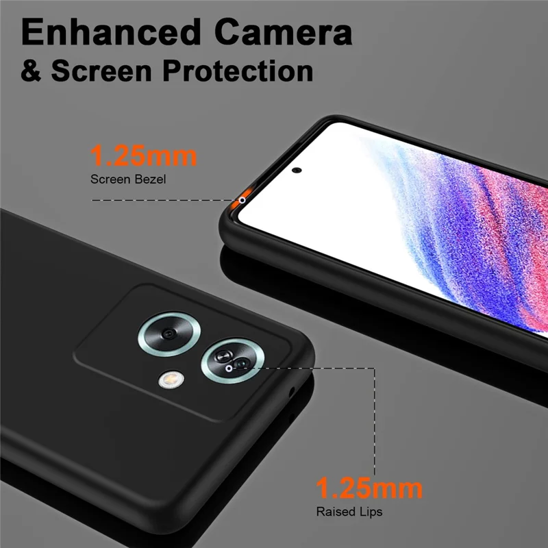 For Oppo A79 5G / A2 5G Case 2.2mm Rubberized TPU Protective Phone Cover - Black