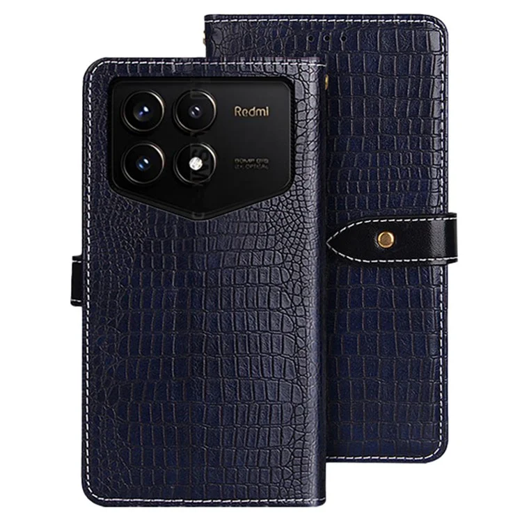 IDEWEI For Xiaomi Redmi K70 Pro Champion Edition Case Crocodile Texture PU Leather Stand Cover - Blue