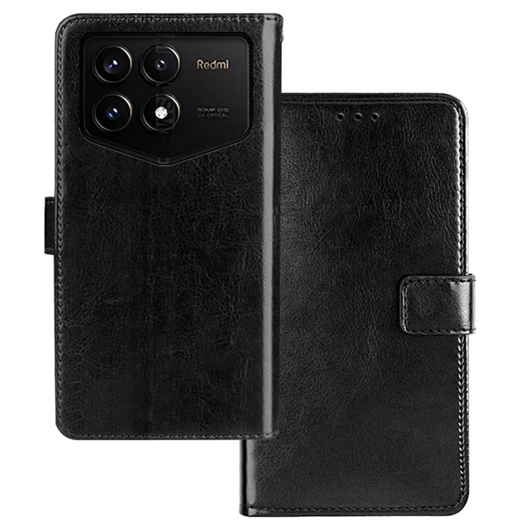IDEWEI For Xiaomi Redmi K70 Pro Champion Edition Wallet Case Leather Stand Flip Phone Cover - Black