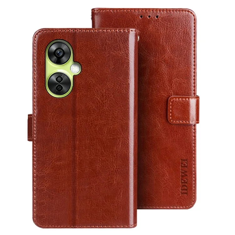 IDEWEI For OnePlus Nord CE 3 Lite 5G / Nord N30 5G Case PU Leather Wallet Stand Phone Cover - Brown