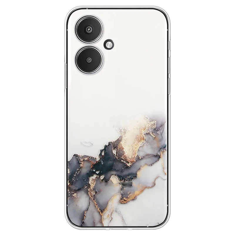 For Xiaomi Poco M6 5G / 13C 5G / 13R 5G Case Marble Pattern Embossing TPU Phone Cover - Black