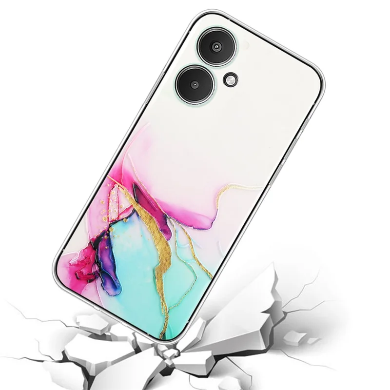 Для Xiaomi Poco M6 5G / 13C 5G / 13R 5G Чехол с мраморным узором с тиснением, чехол из TPU - Зеленый