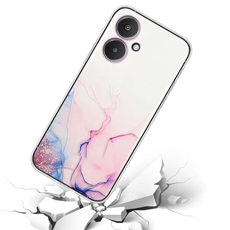 For Xiaomi Poco M6 5G / 13C 5G / 13R 5G Case Marble Pattern Embossing TPU Phone Cover - Pink