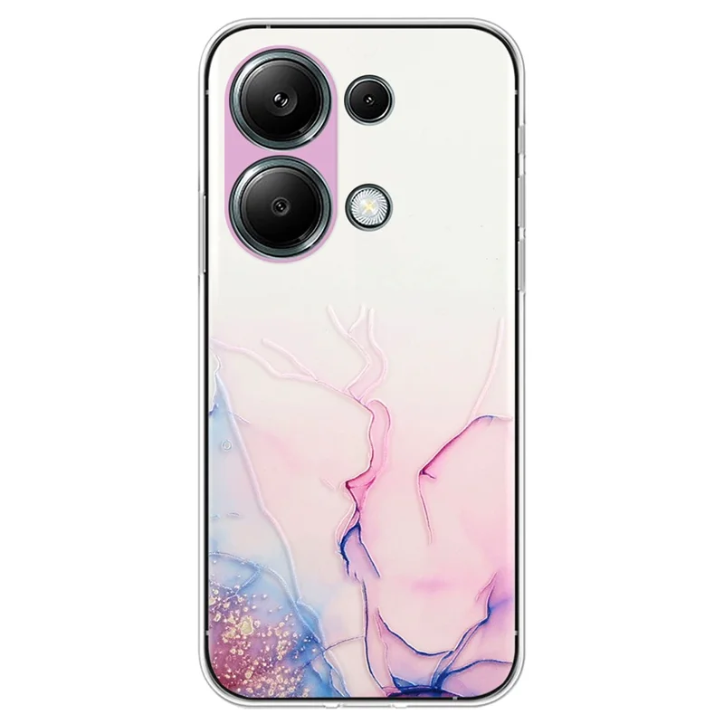 For Xiaomi Poco M6 Pro 4G / Redmi Note 13 Pro 4G Case Embossing Marble Pattern TPU Phone Shell - Pink