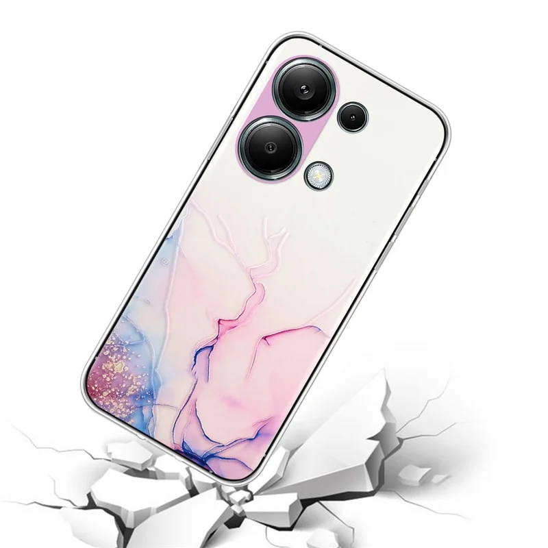 For Xiaomi Poco M6 Pro 4G / Redmi Note 13 Pro 4G Case Embossing Marble Pattern TPU Phone Shell - Pink