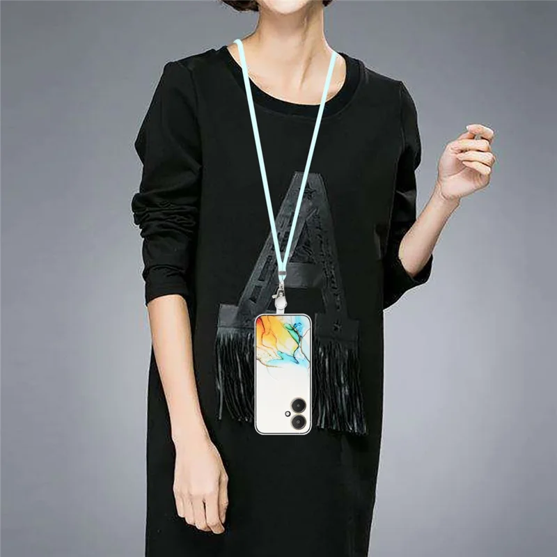 For Xiaomi Poco M6 5G / Redmi 13C 5G / Redmi 13R 5G TPU Case Marble Pattern Phone Cover with Lanyard - Yellow