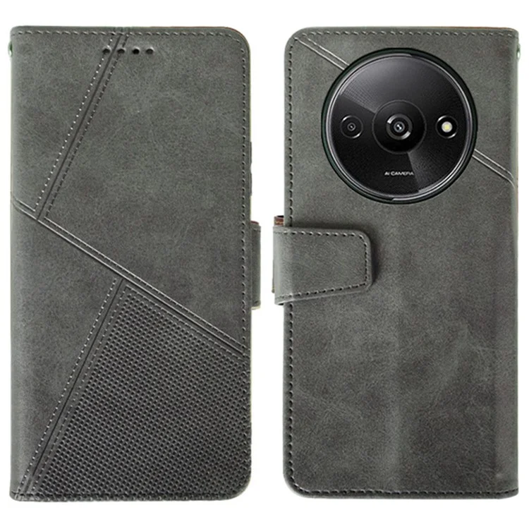 IDEWEI For Xiaomi Redmi A3 4G / Poco C61 4G Case Calf Texture Wallet PU Leather Flip Phone Cover - Grey
