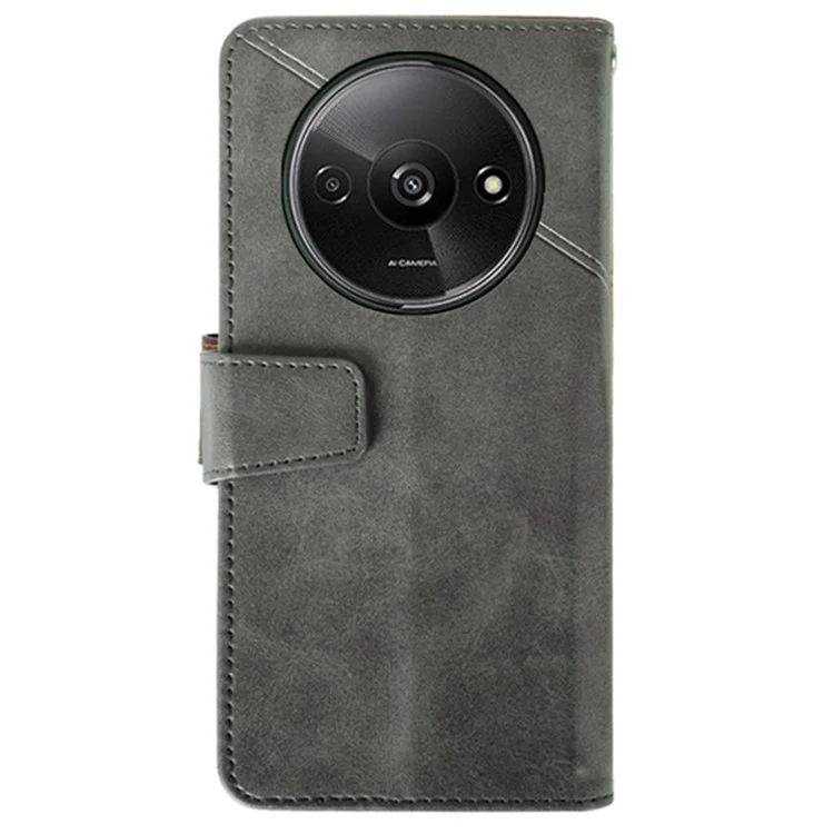 IDEWEI For Xiaomi Redmi A3 4G / Poco C61 4G Case Calf Texture Wallet PU Leather Flip Phone Cover - Grey