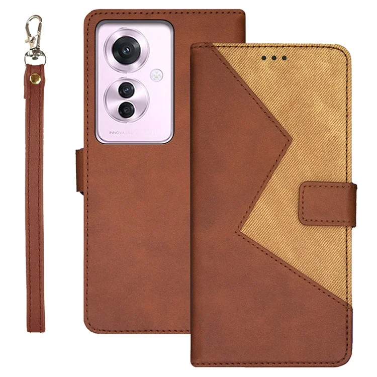 IDEWEI Pour Oppo Reno11 F 5G Étui Fentes pour Cartes Étui en Cuir Couleur Bicolore - Marron