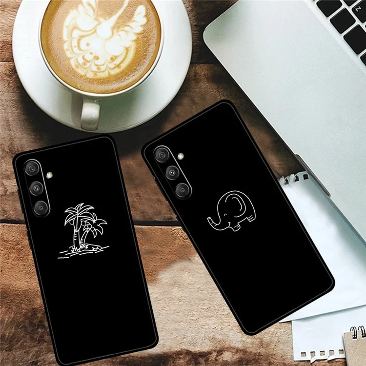 For Samsung Galaxy S24+ Back Case Lines Pattern Printing TPU Phone Cover - Little Elephant