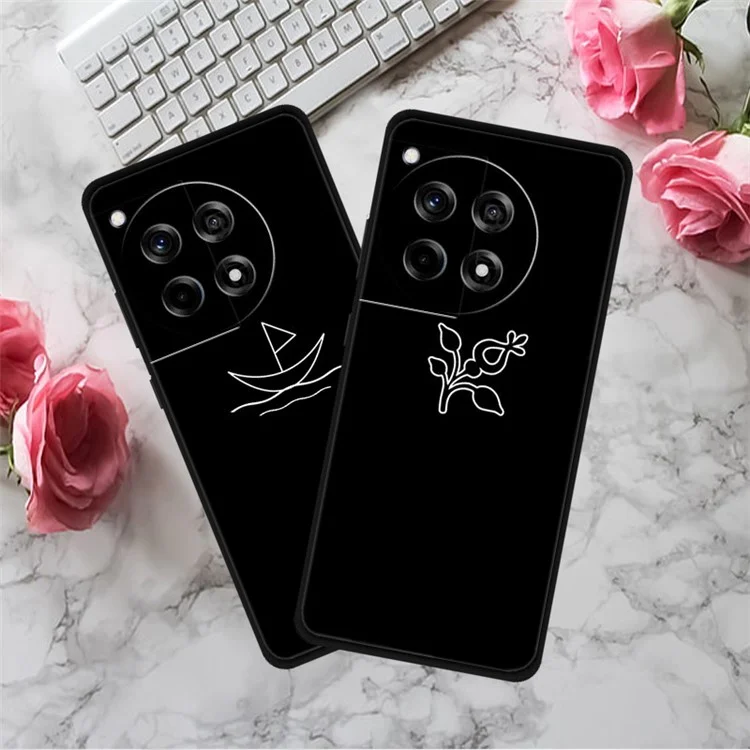 For OnePlus Ace 3 5G / 12R 5G Shockproof Case Linear Pattern Printing TPU Phone Cover - Sunflower in Vase