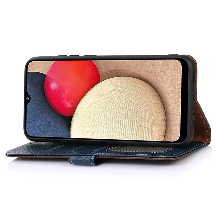 KHAZNEH Pour Motorola Moto G45 5G / G34 5G Étui de téléphone magnétique Texture de litchi Fentes pour cartes Couvercle - Bleu