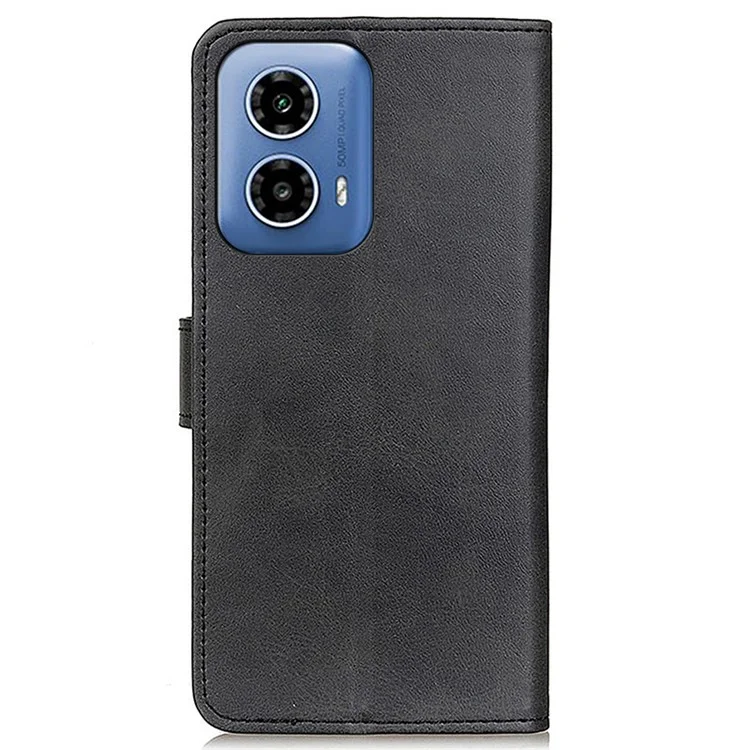 Para Motorola Moto G45 5G / G34 5G Funda de Teléfono Magnética con Soporte para Visión - Textura de Cuero de Vaca - Negro