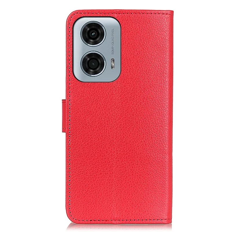 Für Motorola Moto E14 4G / G04 4G / G04s 4G / G24 4G Hülle Litchi-Textur Ständer Telefonschutzhülle - Rot