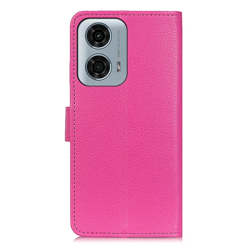 For Motorola Moto E14 4G / G04 4G / G04s 4G / G24 4G Case Litchi Texture Stand Phone Protective Cover - Rose