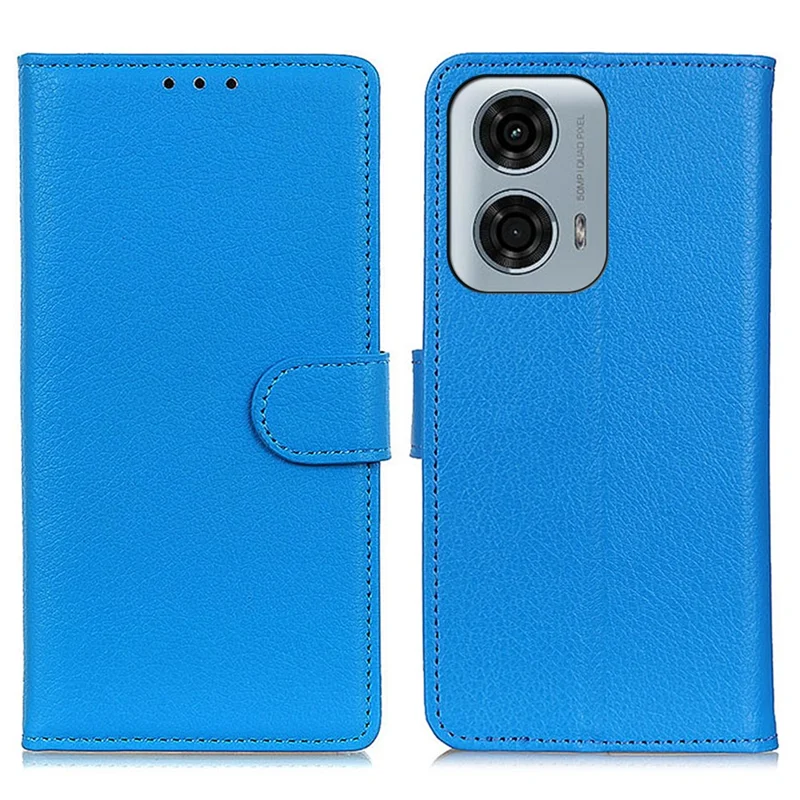 Per Motorola Moto E14 4G / G04 4G / G04s 4G / G24 4G Custodia Texture Litchi Stand Phone Protective Cover - Blu