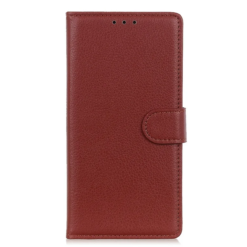 For Motorola Moto E14 4G / G04 4G / G04s 4G / G24 4G Case Litchi Texture Stand Phone Protective Cover - Brown