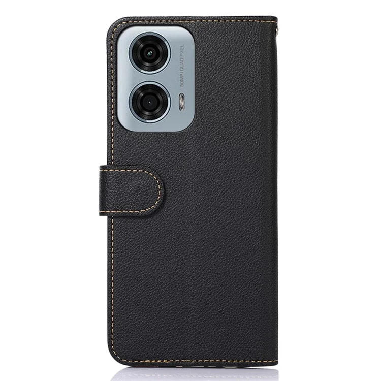 KHAZNEH para Motorola Moto E14 4G / G04 4G / G04s 4G / G24 4G Fundas para teléfonos móviles, textura de litchi RFID Blocking Cover - Negro