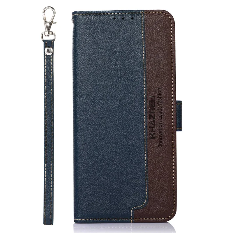 KHAZNEH For Motorola Moto E14 4G / G04 4G / G04s 4G / G24 4G Cell Phone Cases Litchi Texture RFID Blocking Cover - Blue