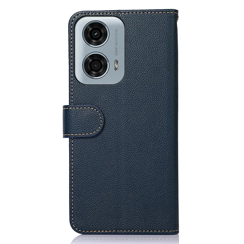 KHAZNEH For Motorola Moto E14 4G / G04 4G / G04s 4G / G24 4G Cell Phone Cases Litchi Texture RFID Blocking Cover - Blue