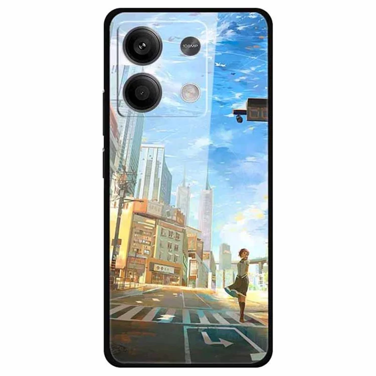 For Xiaomi Redmi Note 13 5G Case PC+Tempered Glass+TPU Pattern Printing Phone Cover - Dream Tokyo