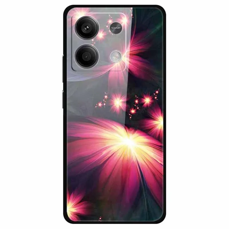 For Xiaomi Redmi Note 13 5G Case PC+Tempered Glass+TPU Pattern Printing Phone Cover - Gorgeous Flowers