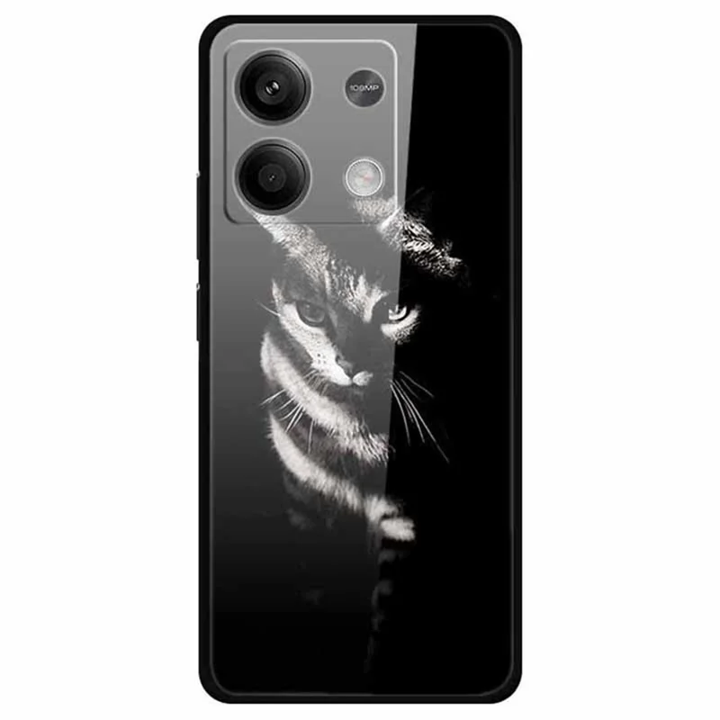Per Xiaomi Redmi Note 13 5G Case PC+Vetro Temperato+Custodia Stampa TPU Telefono - Gatto Ombra