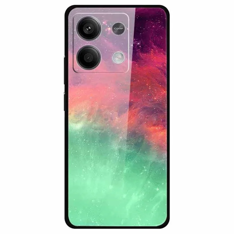 Per Xiaomi Redmi Note 13 5G Case PC+Tempered Glass+TPU Pattern Printing Phone Cover - Color Nebula