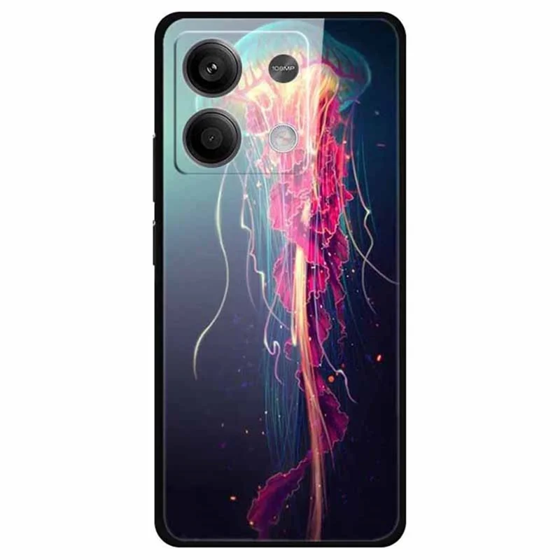Til Xiaomi Redmi Note 13 5G Case PC+Hærdet Glas+TPU Mønsterprint Telefonbeskyttelse - Blåkvab